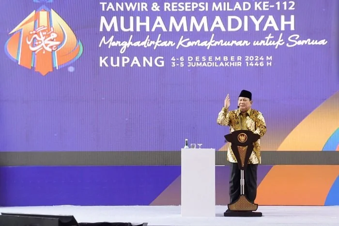 Presiden RI Prabowo Subianto membuka Tanwir dan resepsi Milad ke-112 Muhammadiyah di kompleks Universitas Muhammadiyah Kupang, Kupang, Nusa Tenggara Timur. (int)