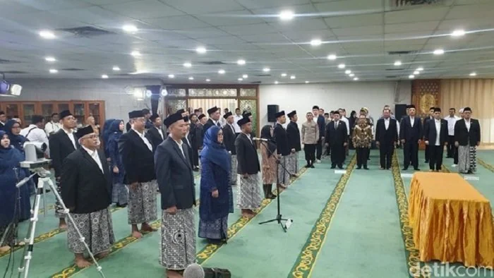 Pelantikan pejabat eselon II dan III BP Haji di Masjid Al Ikhlas, Kantor Kemenag Jakarta, (30/12/24) (Int)