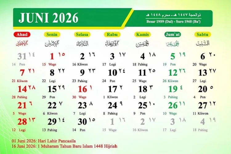 Tahun Baru Islam 1448 Hijriah diperingati pada Selasa, 16 Juni 2026. Simak jadwal lengkap kalender Hijriah Juni 2026 serta makna bulan Muharram bagi umat Islam. (Foto: Dok Kemenag)