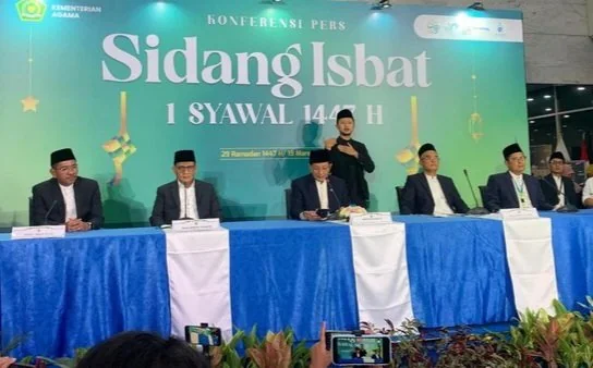 Pemerintah resmi menetapkan 1 Syawal 1447 Hijriah atau Idulfitri 2026 jatuh pada 21 Maret 2026 melalui sidang isbat yang dipimpin Menteri Agama Nasaruddin Umar. (Foto: Istimewa)